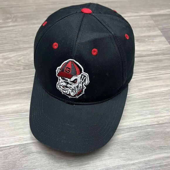 Vintage 90s Georgia Bulldogs Snapback Black Red Throwback‎ Mascot Logo NCAA - Picture 1 of 8